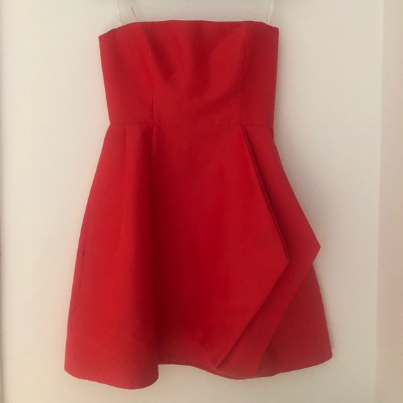 NEW *RED!* Halston Heritage Silk Strapless Dress - Picture 2 of 6